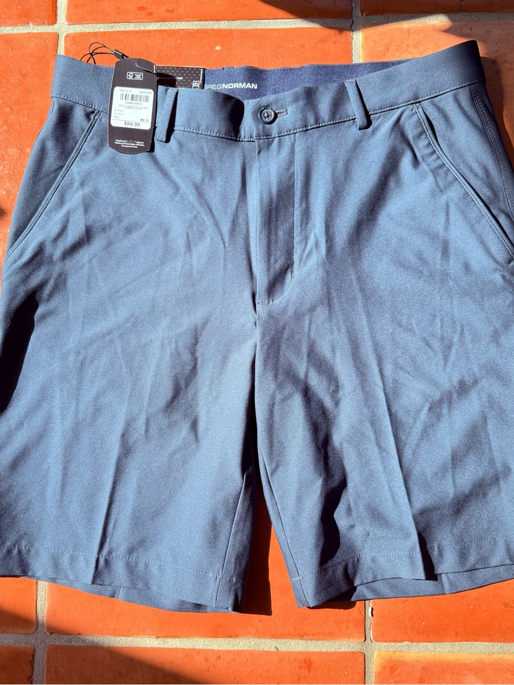 NEW Greg Norman Collection Men's Flat Front Golf Shorts — Navy Blue